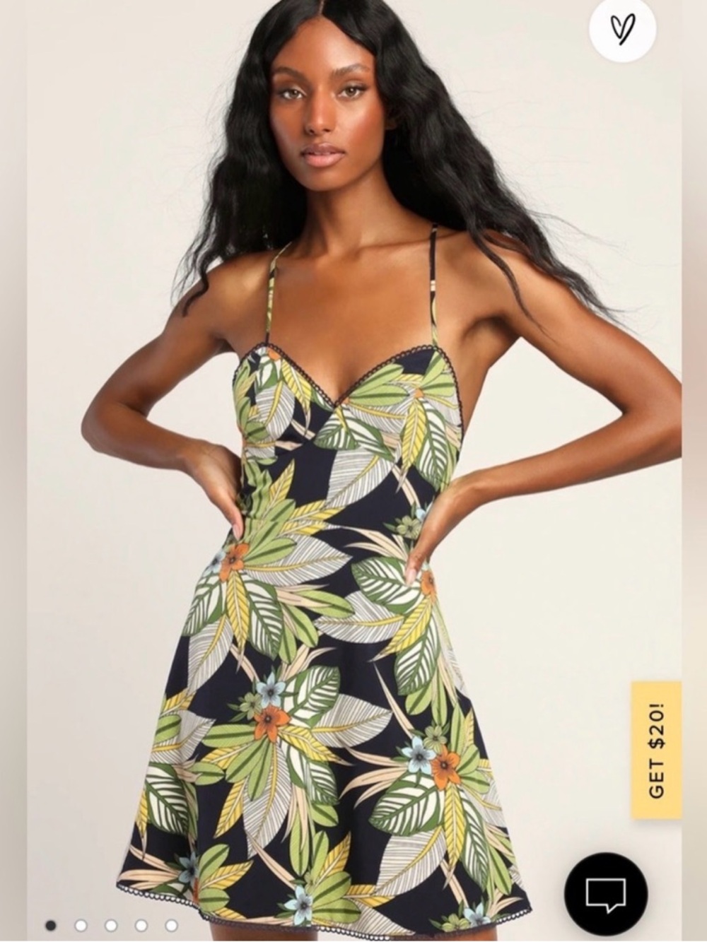 Lulu's NWT Tropical Leaf Print Mini Dress